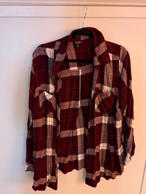 a.n.a Red and White Plaid Button-Front Shirt